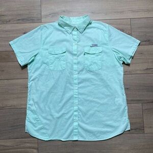 Columbia PFG‎ Women Bonehead II Short Sleeve Vented Fishing Shirt XL Green